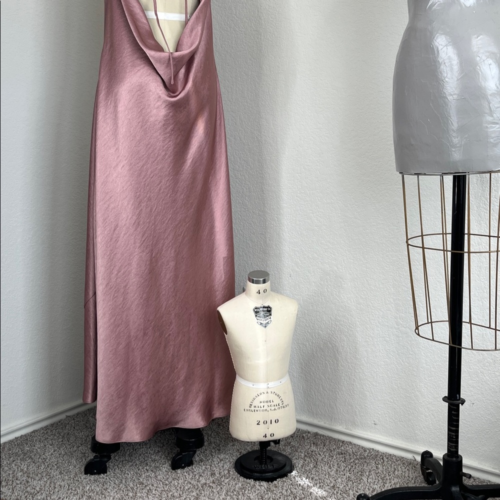 VINCE Halter Backless Cowl Neck Biased Midi Fit Flare Dress NWT - Picture 8 of 11